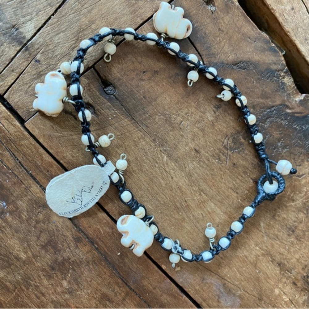 Elephant anklet! Handmade by a gal rescued in Nepal! Beautiful/neutral/helpful!